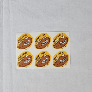 Vintage Scratch N Sniff Scrap Book Stickers 6 Great Catch Football 1980s - Picture 1 of 3