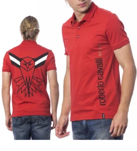 Polo Shirt aderente Autentica Rarara Roberto Cavalli con logo da uomo stampato $225 L - Foto 1 di 5