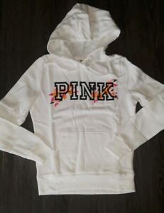 Vs pink perfect pull over brand new size XS white floral logo 