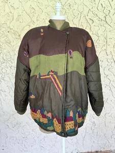 VINTAGE RENÉ DERHY QUILTED NOVELTY PRINT BOMBER JACKET - Picture 1 of 7