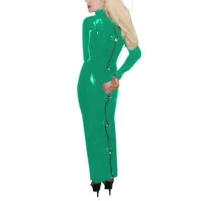 Maxi Vestido Para Hombres Sissy Travesti Charol Bloqueable Exótico Hobble Vestido Foto 1 de 4