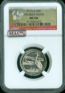 2015 D Bombay Hook Quarter NGC MS 68 Top Quality ✔️ - Picture 1 of 2