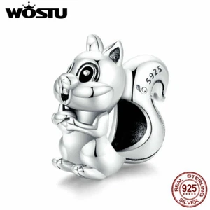 Soild S925 Sterling Silver Cute Squirrel Charms Jewelry For Women Girls Wostu - Picture 1 of 12