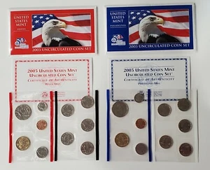 2003 Denver Mint And Philadelphia Mint Uncirculated Coin Sets - 20 Coins - Picture 1 of 5
