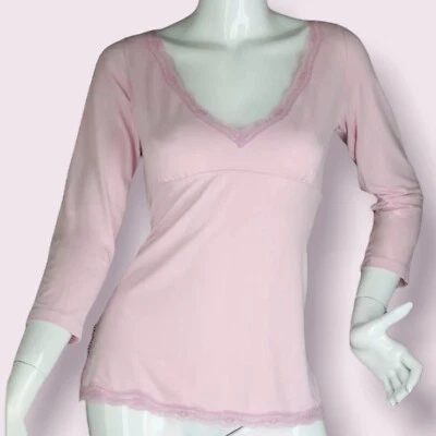 {COSABELLA} Pijama Rosa Top/Ropa de Dormir/Camisa/Top Encaje Borde Elastizado Verano ~M Foto 1 de 4
