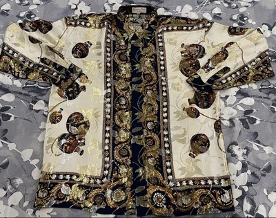 1920 Increíble Camisa Antigua Oro+Plata Floral Seda Francesa Hombre (París) Foto 1 de 4