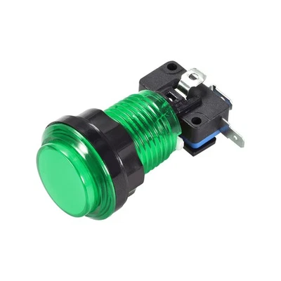 Game Push Button 33.5mm 12V LED Illuminated Switch with Micro switch Green 1pcs - Image 1 of 3