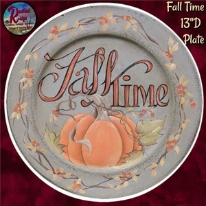 Fall Time Wood Plate 13"D - Picture 1 of 2