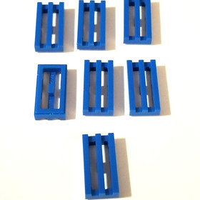 7X LEGO 2412 / 30244 1x2 Tile Grille Blue LOT OF 7
