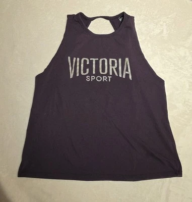 Camiseta sin mangas deportiva Victoria Secret para mujer pequeña púrpura atlética espalda abierta gimnasio músculo Foto 1 de 2