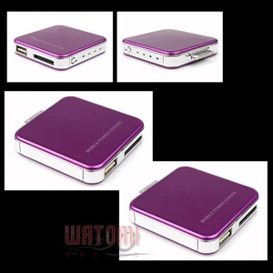 2 2200MAH PORTABLE EXTERNAL PURPLE BATTERY POWER CHARGER USB IPHONE 4S 4 3G IPOD - Picture 1 of 1
