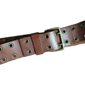 Cinturón de cuero marrón vintage Y2K Abercrombie & Fitch talla L 32-38" ojales dobles - Imagen 1 de 7