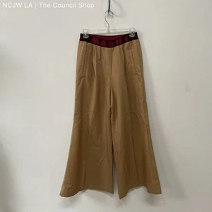 Marni Logo Elastic Waist Wide Leg Virgin Wool Tan Trousers - Size 38 - Picture 1 of 6
