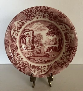 2 Spode Red Italian Porcelain Pasta / Cereal Bowls 8" England Coupe Bowl Set - Picture 1 of 5