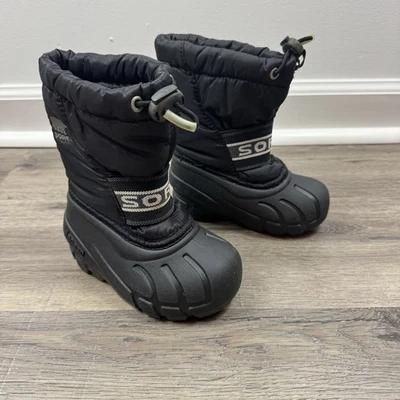 Sorel Cub Snow Winter Boots Child Size 7 Black Water Reisistant  Insulated - Image 1 of 4