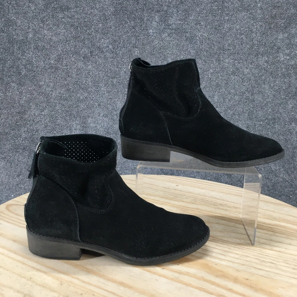 Botas Nine West para mujer 7M negras Bond3y botín al tobillo tacón cremallera gamuza perforada Foto 1 de 4