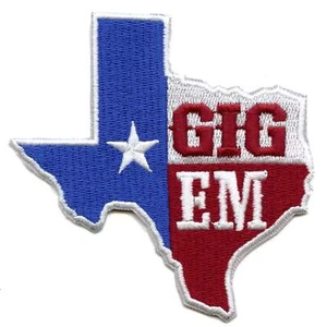 Texas State Gig Em Embroidered Iron On Patch - Picture 1 of 3
