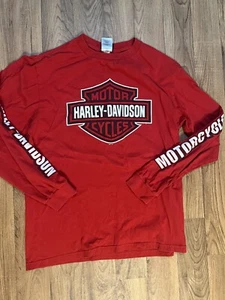 🔥Harley Davidson Motor Cycles T-shirt Crossroads Wilkesboro NC RED Size LARGE - Picture 1 of 7