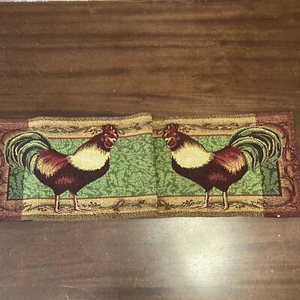 Tapestry Rooster Table Runner Farmhouse 64x12 Fall Decor Grannycore Kitch Spot - Picture 1 of 10