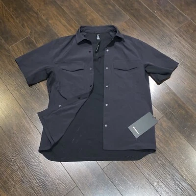 NWT! Lululemon Double Pocket Overshirt Short Sleeved Mens Size S Black Button Up - Image 1 of 4