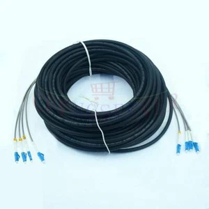100M Field Outdoor LC-LC UPC 4 Strand 9/125 Single Mode Fiber Patch Cord - Picture 1 of 5