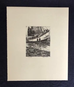 Rafael Astarita THE HULL Very Rare 1970’s Lithograph Sailboat Shipwreck Nautical - Bild 1 von 7