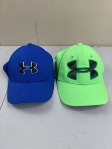 Under Armour Hat Lot Of 2 Youth Fitted S/M Flex-Fit Cap Stretch Embroidered UA - Picture 1 of 10
