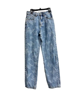 Cotton ON Women's MODERN Butterfly Print Denim Light Blue Jeans Size 0 NWT - Picture 1 of 2