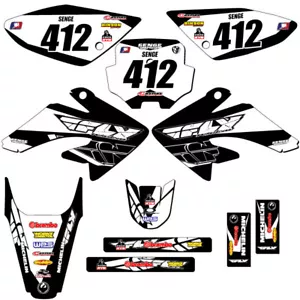 2004-2010 CRF 100 13 FLY Black Senge Graphics Kit Compatible with Honda - Foto 1 di 10