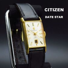 Vintage CITIZEN Date Star Ręczny naciąg zegarek 25JEWEL Prostokątny z Japonii