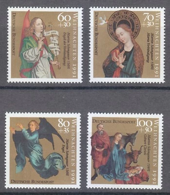 Germany 1991 MNH Mi 1578/81 Sc B720/723 Paintings by Martin Schongauer/Christmas - Image 1 of 2