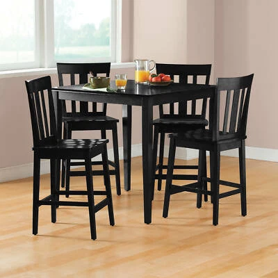 Black 5-Piece Counter-Height Wood Dining Table and 4 Chair Set Breakfast Nook - Image 1 of 4