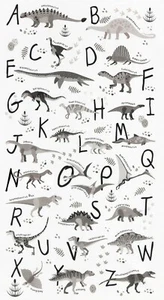 Robert Kaufman "Alaphabetosaurus" Cotton Fabric Panel 44" by 24" FREE SHIPPING - Picture 1 of 4