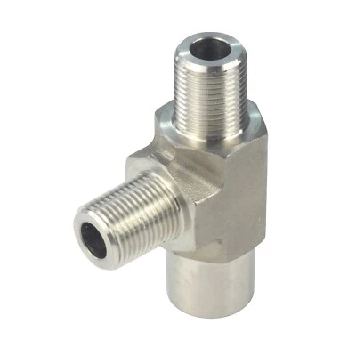 3/8" FORGED Pipe Fitting NPT Tee MNPT x MNPT x FNPT Stainless Steel 304 - Image 1 of 4