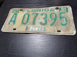 Florida Vintage Oct 1981 Old License Plate Brevard Co A07395 - Picture 1 of 2