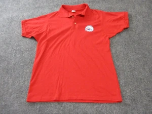 Vintage Philadelphia 76ers Polo Shirt Men's Medium Red Short Sleeve NBA Artex - Picture 1 of 10