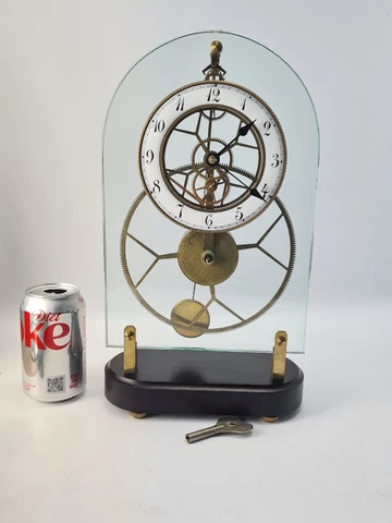 VINTAGE FRENCH STYLE BIG WHEEL GLASS SKELETON CLOCK Cover