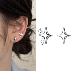 925 Sterling Silver Star Earrings Studs for Women Teen Dainty Post Stud Earrings - Picture 1 of 7