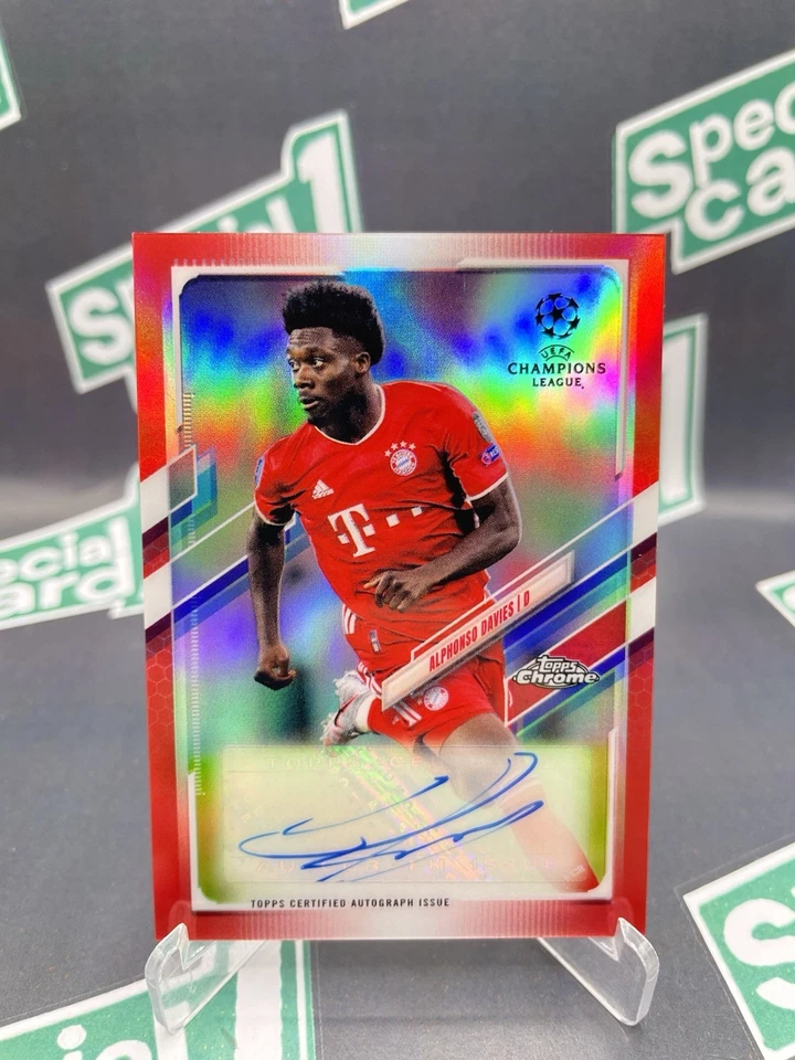 2020 Topps Chrome Red Refractor Red on Red Alphonso Davies AUTO 09/10 SSP SP - Image 1 of 4