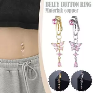 Belly Button Rings Clip on Non-Piercing Fake Septum Nose D4P7 - Picture 1 of 14
