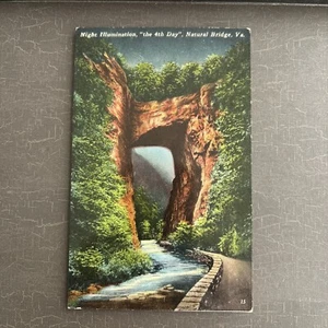MOONLIGHT Postcard Natural Bridge Virginia Night Illumination Tichnor Gloss 1958 - Picture 1 of 2