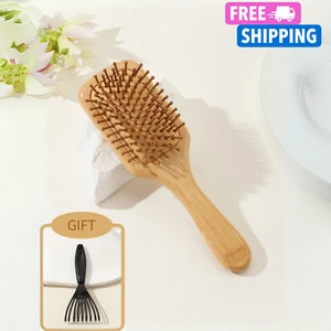 1pcs Bamboo Paddle Hairbrush w/Bamboo Bristles & Wooden Body for Hair Scalp Care - Picture 1 of 7