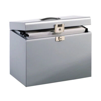 Pierre Henry Metal Box File A4 Lockable 5 Suspension Files/Tabs Silver 040011
