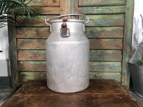 Vintage Rustic French Aluminium Milk Churn Wedding Florist Prop Garden  Planter Cover