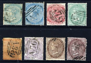 Giamaica Regina Vittoria 1860-70 Filigrana Ananas Set SG 1 a SG 6 VFU - Foto 1 di 2