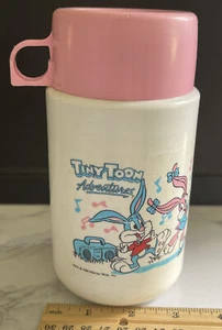 Vintage Plastic Thermos Tiny Toon Adventures 1990 Warner Bros Inc - Picture 1 of 8