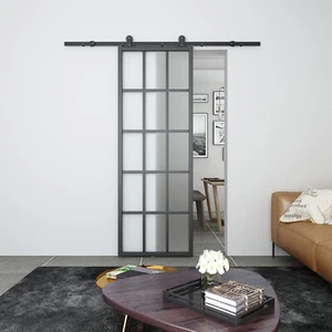 30in x 84in Frosted Glass Barn Door Heavy Duty DIY Glass Sliding Barn Door Slab - Picture 1 of 7