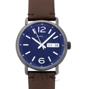 Marc Jacobs MBM5078 Wrist Watch Blue Dial Brown Calfskin Leather Men 42mm - Picture 1 of 5