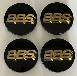Juego de 4 tapas centrales de rueda genuinas BBS emblema de 70 mm negro dorado logotipo 3D 56,24,080 - Imagen 1 de 1