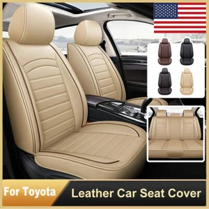 Juego completo de funda de asiento de auto de cuero PU de 2/5 asientos protector trasero delantero para Toyota - Imagen 1 de 32